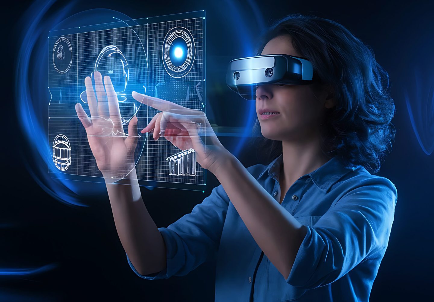 a futuristic scene of a professional artist using technology a futuristic scene of a professional artist using technology